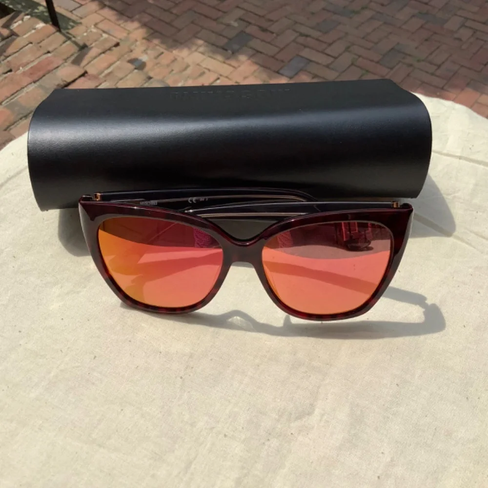 MOSCHINO Cat Eye Sunglasses Multilay 55mm Redleopard/Orange